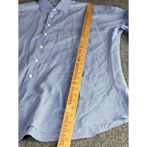 Ermenegildo Zegna Button Up Shirt Men Sz L Gingham Blue White Everyday Workwear - Picture 2 of 7